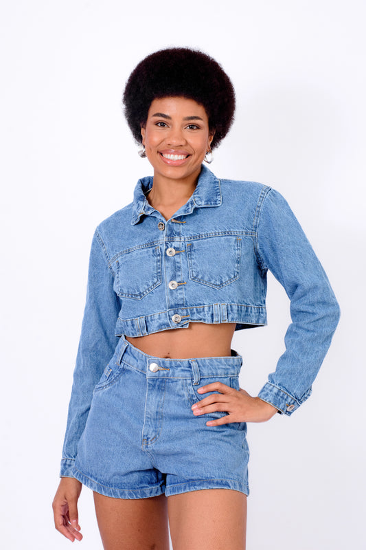 Jaqueta Jeans Cropped Juju