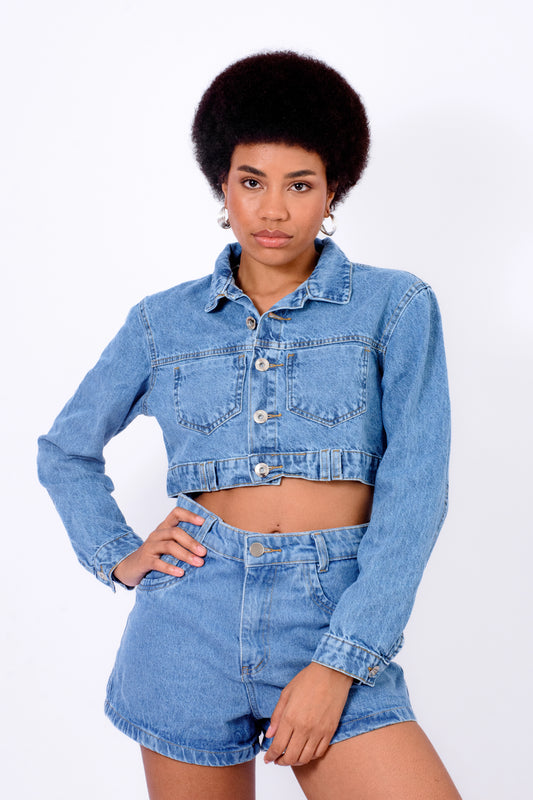 Jaqueta Jeans Cropped Juju