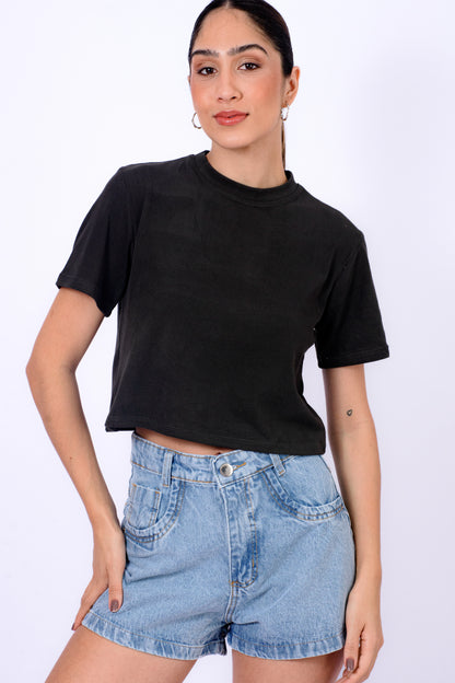 Blusa Cropped Amandinha Veludo