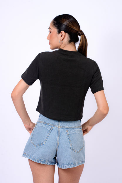 Blusa Cropped Amandinha Veludo